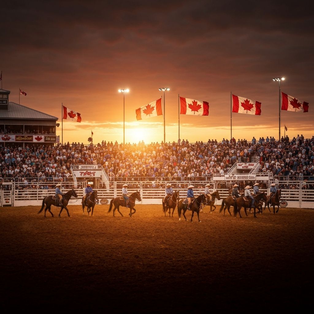 Calgary Stampede rodeo at sunset
