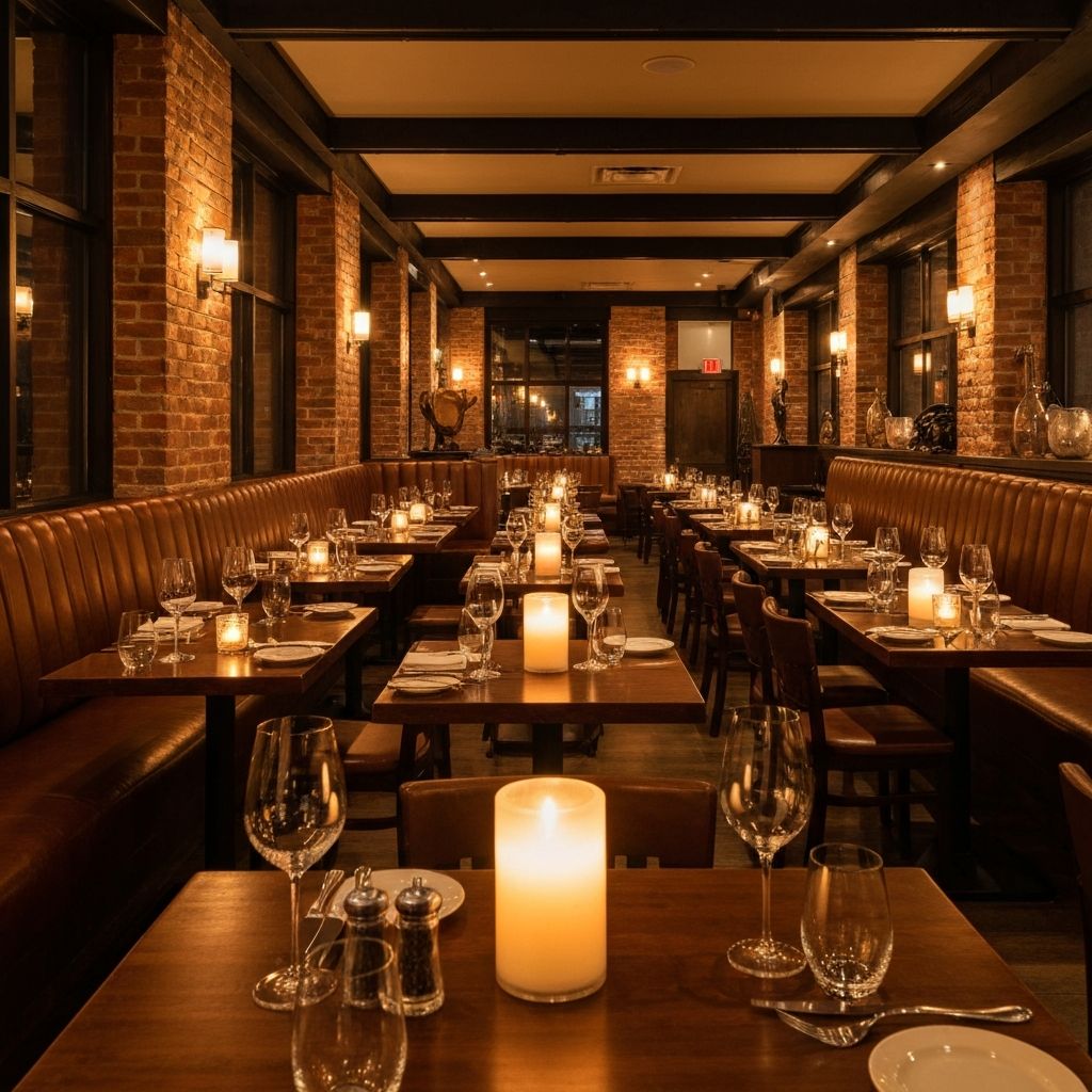 Elegant restaurant interior with warm mood lighting